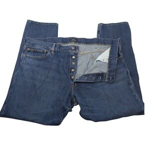 Polo Ralph Lauren Sullivan Slim Mens Jeans 42x30 Dark Wash Blue Denim Button Fly